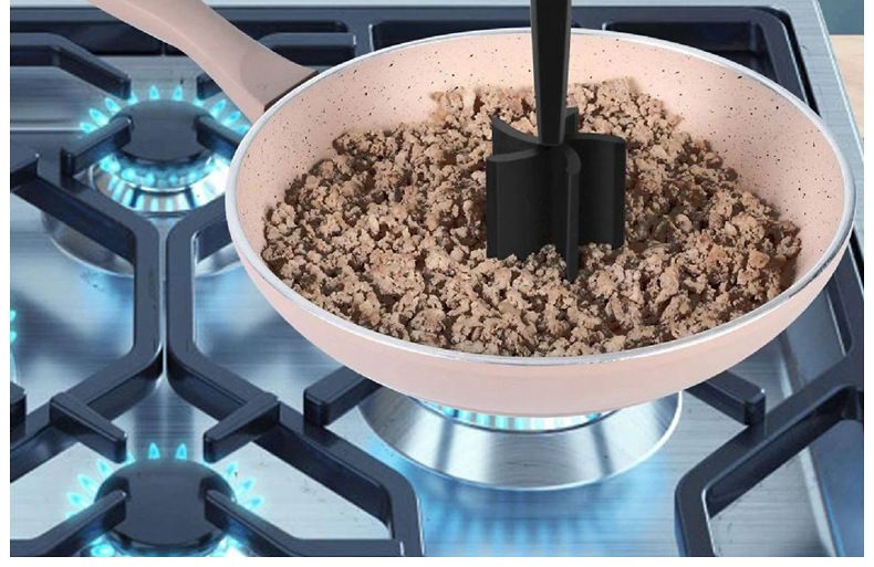 Meat Chopper, Hamburger Grinder, Premium Heat Resistant Smasher for Ground Beef, Burger Grinder Nylon Potato Mix Tool, Meat & Poultry Tenderizers-Black — image 5