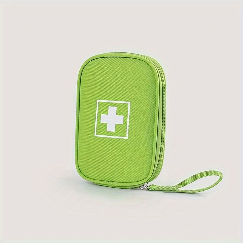 Small Portable Oxford Cloth Medicine Storage Bag, Solid Color Square Outdoor Pouch for Organizing Medications Green