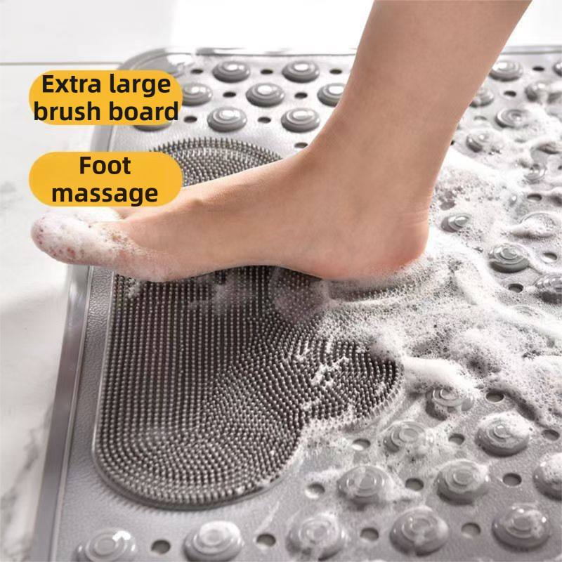 Khaki Eco-Friendly Bath Mat with Massage Points - Anti-Slip Suction Cup Safety Bathroom Rug (M Size 75.5X44x2 CM) — image 4