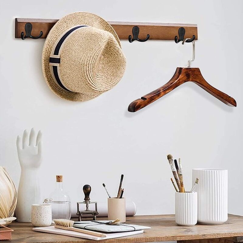 6 Pieces Retro Coat Hook, Retro Coat Hook Wall Coat Rack Vintage Metal Door Hook for Bathroom Kitchen Bedroom Entrance black — image 2