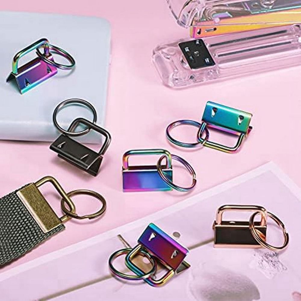 180 Pcs Key Fob Hardware 6 Colors Keychain Wristlet with Ring Chain 1 Inch — image 3