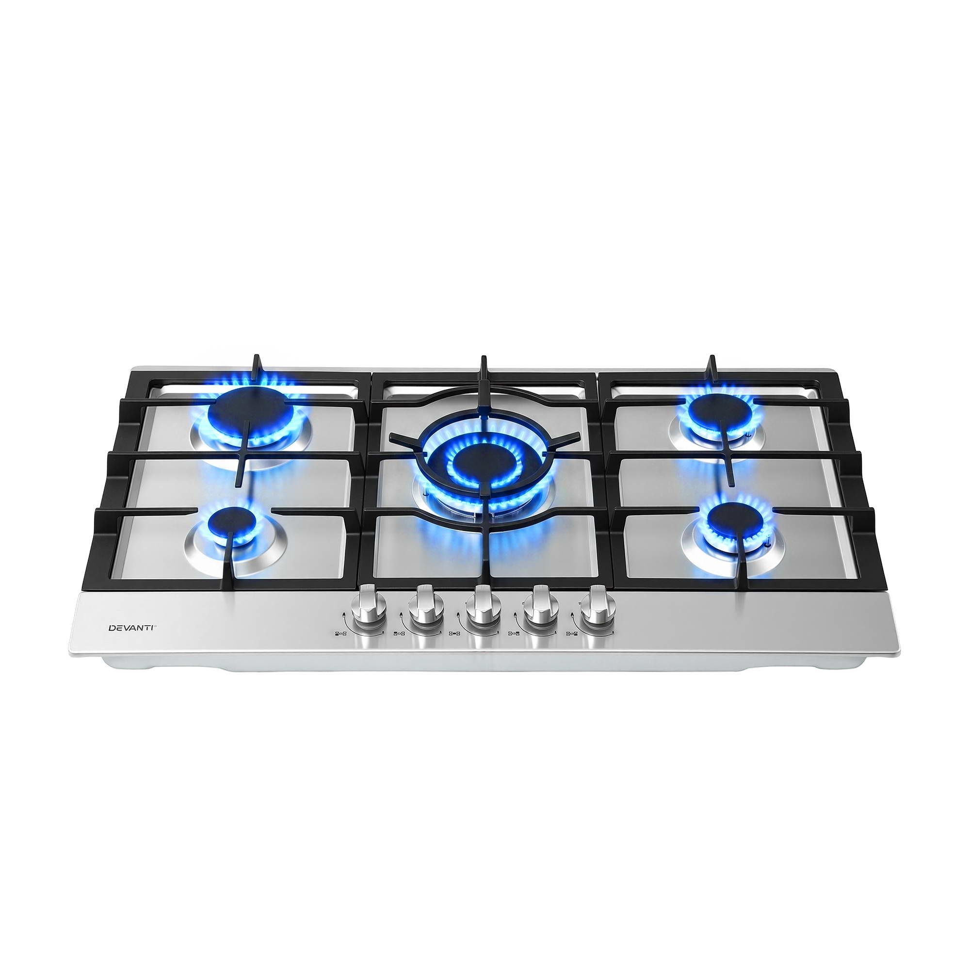 Devanti 90cm Gas Cooktop 5 Burner LPG NG Stainless Steel Hob Silver โ image 3