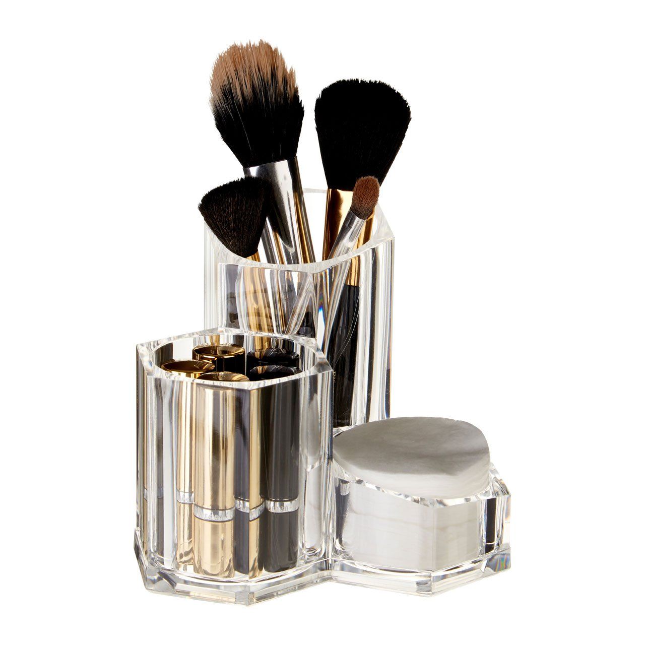 Housewares Cosmetics Organiser, 3 Compartment, Clear, 13.4 x 12 cm, it is not easy to break, and it is durable — image 2