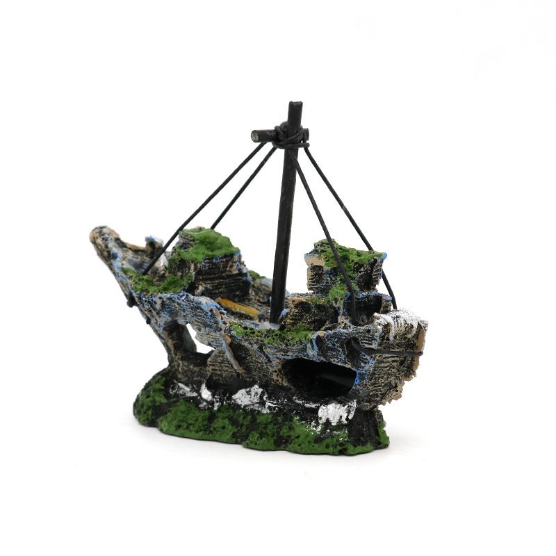 Aquarium Decoration, Fish Tank Ornaments Shipwreck Decor Sunken Ship for Freshwater Saltwater Tanks Pirate ship — image 2