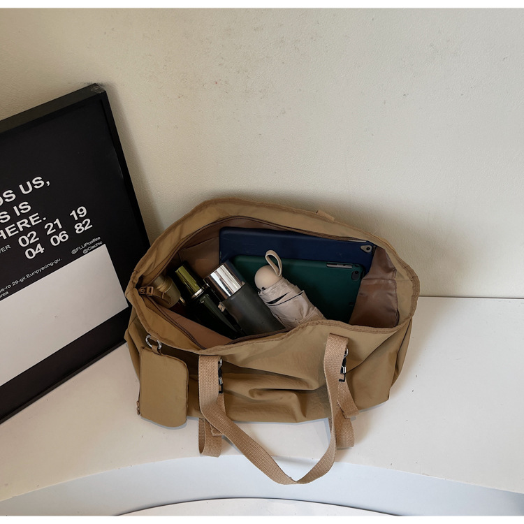 Khaki Women's Large Capacity Nylon Tote Bag - Stylish Casual Shoulder with Detachable Pouch โ image 5
