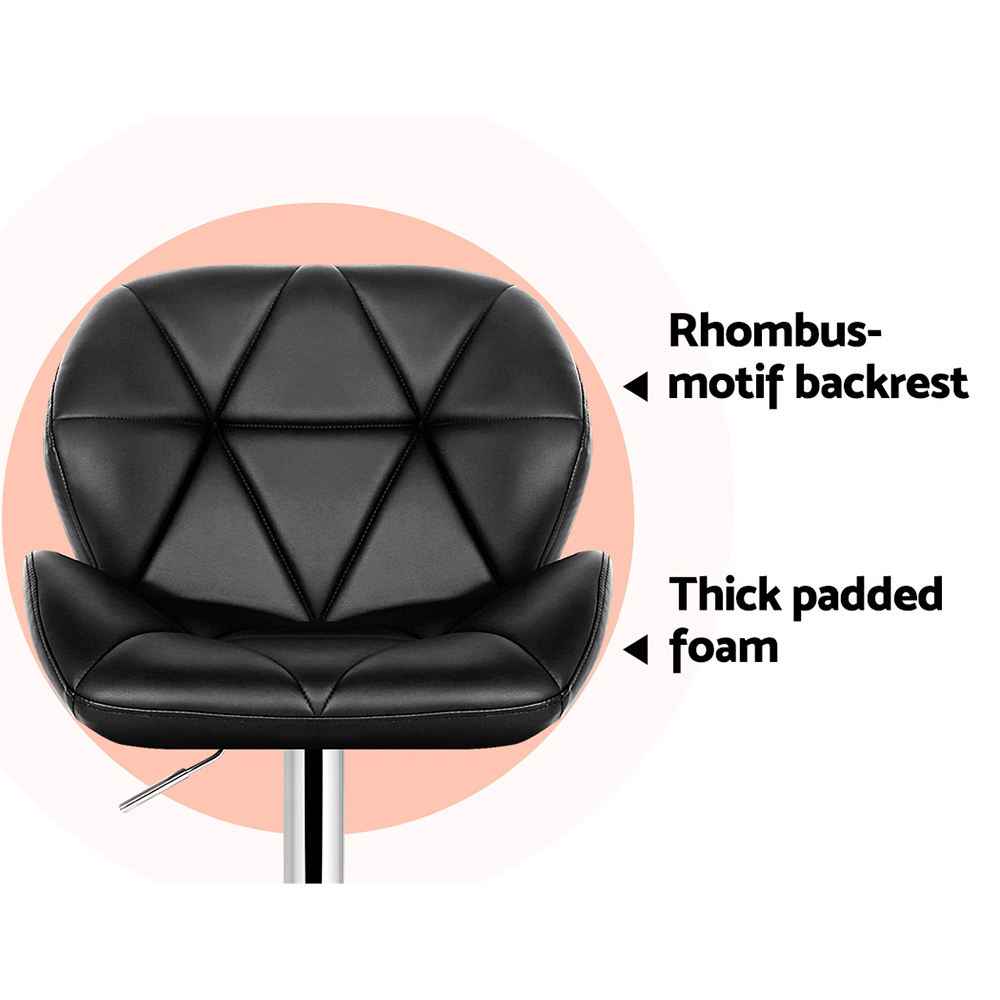 Artiss 2x Bar Stools Gas Lift Padded Leather Black — image 4