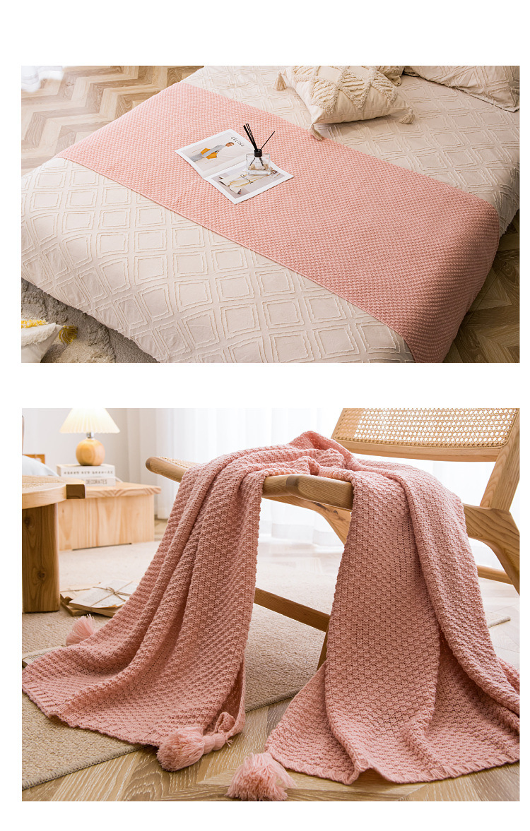 Dark Green 110cm x 150cm Soft Tassel Throw Blanket for Sofa or Bed, Cozy Casual Blanket for Office Nap, Minimalist Bed End Cover — image 4