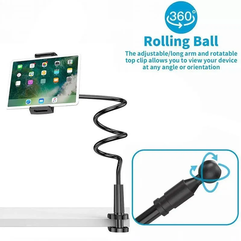 Adjustable Flexible Phone Tablet Holder with Clamp for Bed Desk Mount Use - Blue — image 6