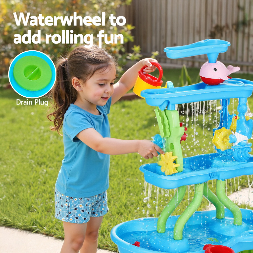 Keezi Kids Sand and Water Table 4-Tier Waterfall Sandpit Toys Beach Shovel โ image 5