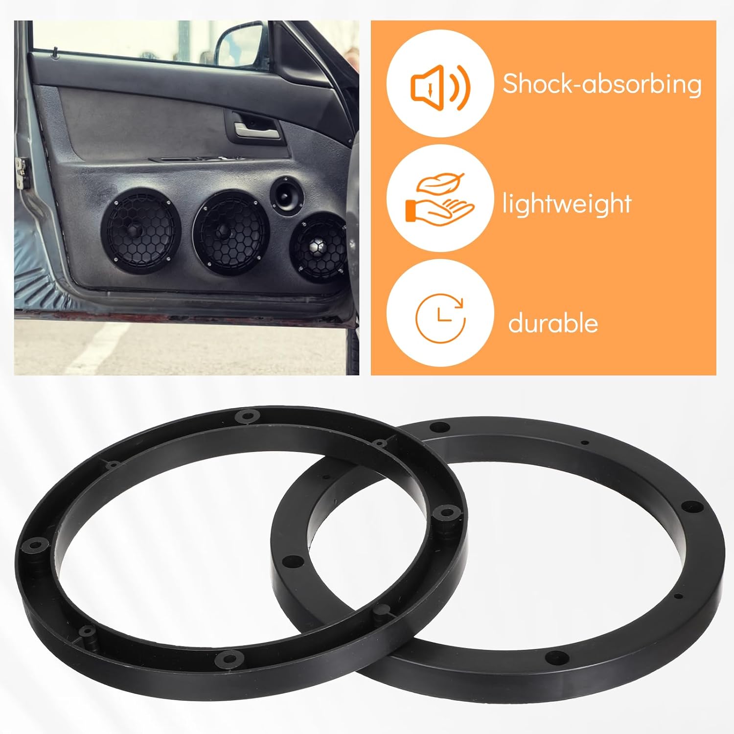 Vin Beauty 2 Pcs 6.5 Speaker Spacer Enhance Sound Quality 6.5 Inch Speaker Spacer 1 Inch No Cutting and Drilling Adaptor Subwoofer, Universal Rings Fixed — image 4