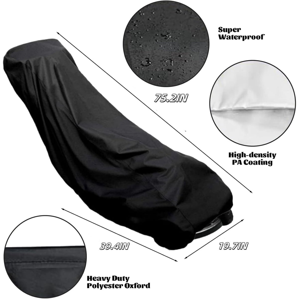 Waterproof Protective Cover,Heavy Duty Push Lawn Mower Cover,75.2x19.7x39.4In,Universal Oxford Cover Fit with Drawstring,1Pack โ image 2