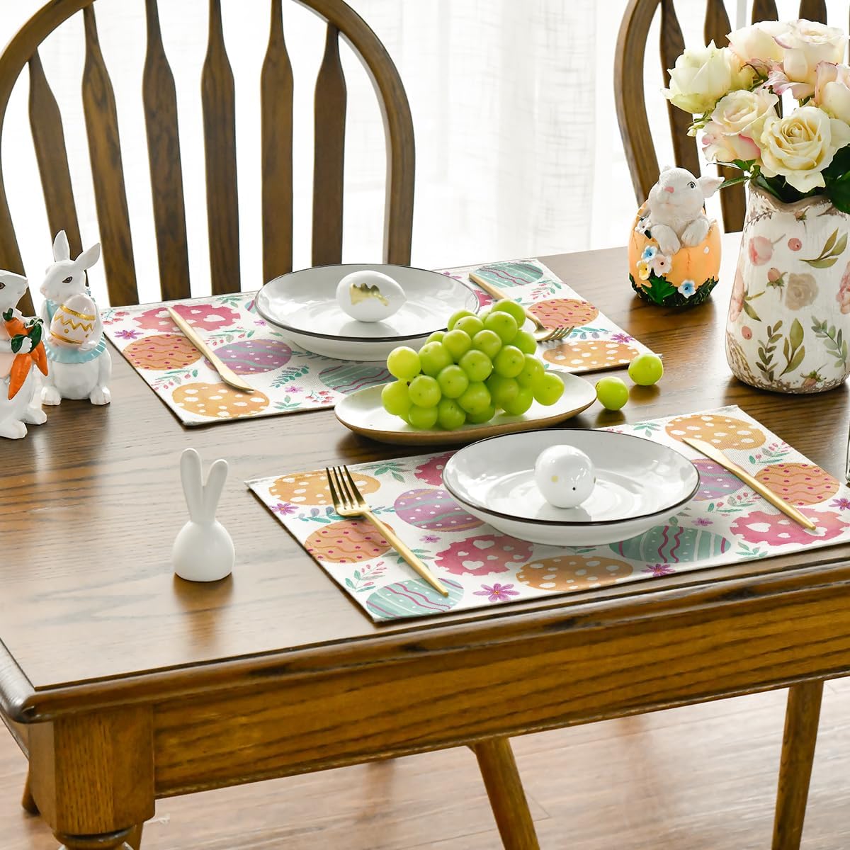 Watercolor Eggs Floral Easter Placemats Set of 4, 12x18 Inch Seasonal Spring Table Mats for Party Kitchen Dining Decoration โ image 5