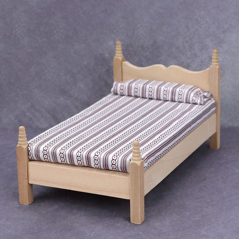 mini furniture model white embryo bedroom scene plain classical single bed, European Double Bed with for Decoration Accessories — image 2