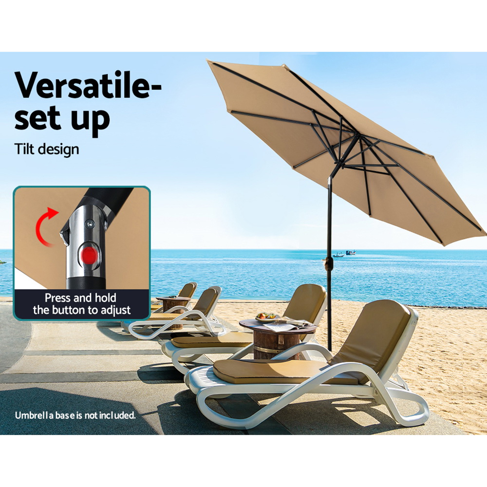 Instahut 3m Outdoor Umbrella Beach Pole Garden Patio Tilt Beige — image 4