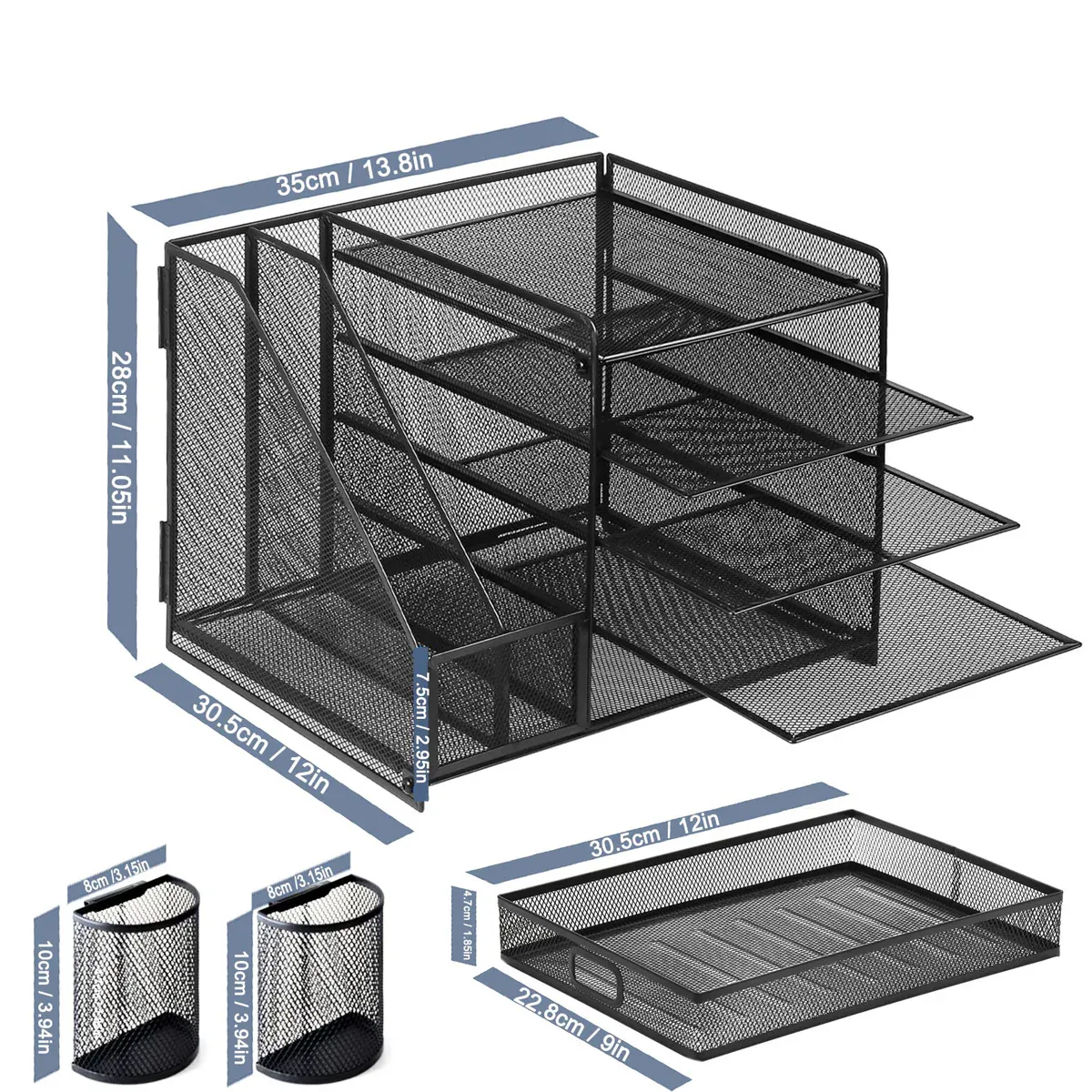 Multi-Tier Desktop Organizer File Holder Document Storage Rack Office Shelf β image 3