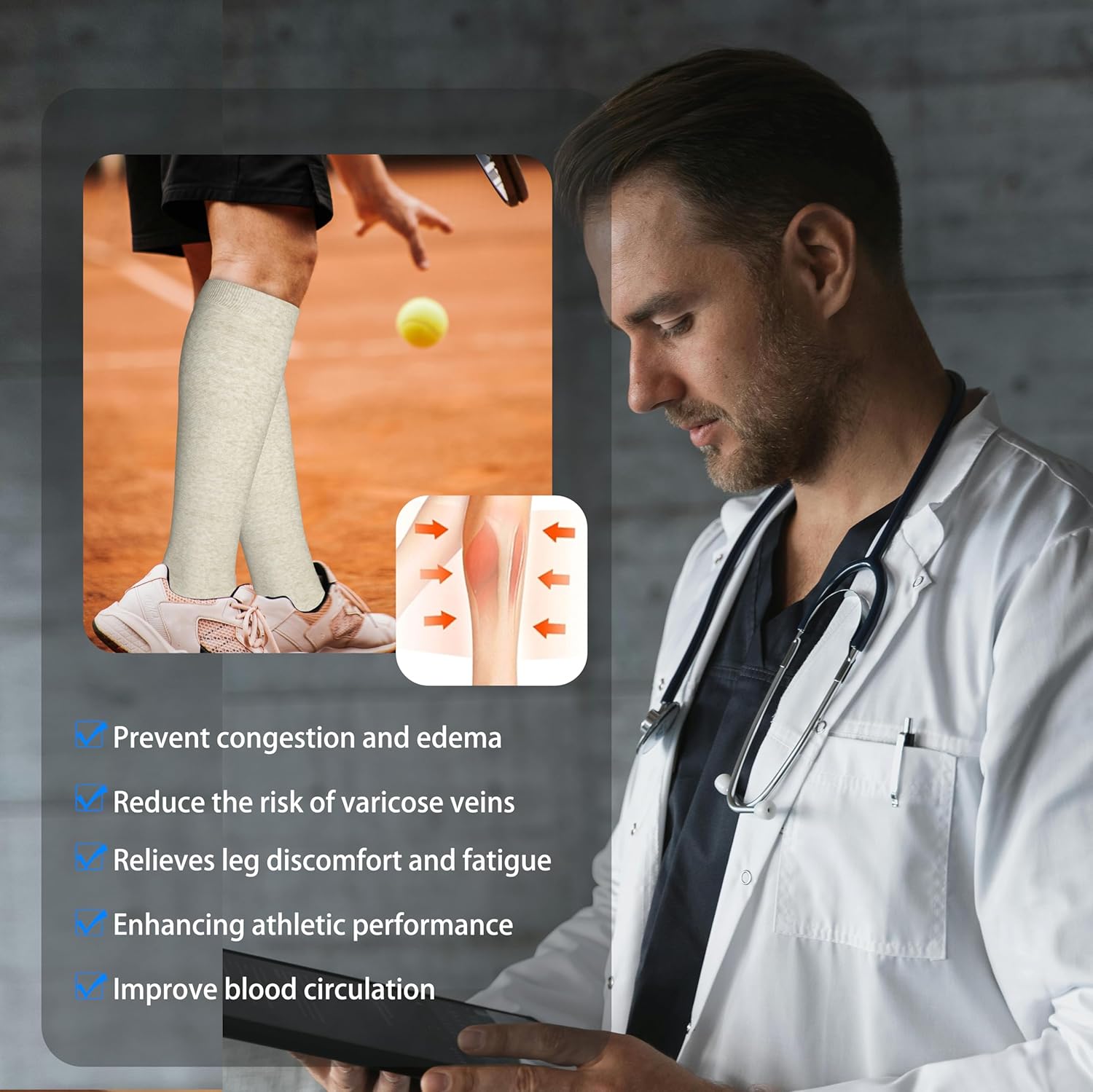 Cotton Compression Socks for Women&Men 20-30mmHg Knee High Cute Support Sock for Nurses Pregnancy Travel โ image 6