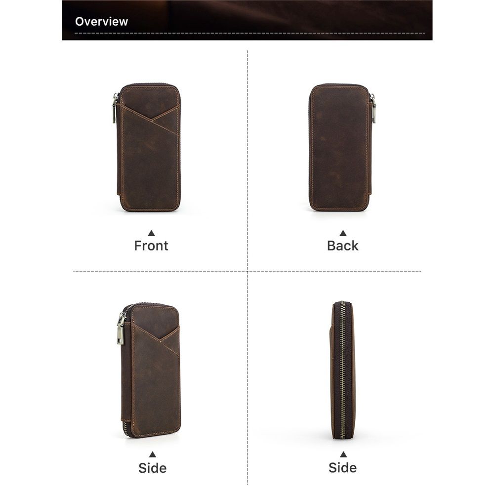 Top Grain Genuine Leather 4 Fountain Pen/Pencil Case Pouch, Handmade Minimalist Design, Zipper Closure with Multi-Function & Slots, Gift Choice for — image 3
