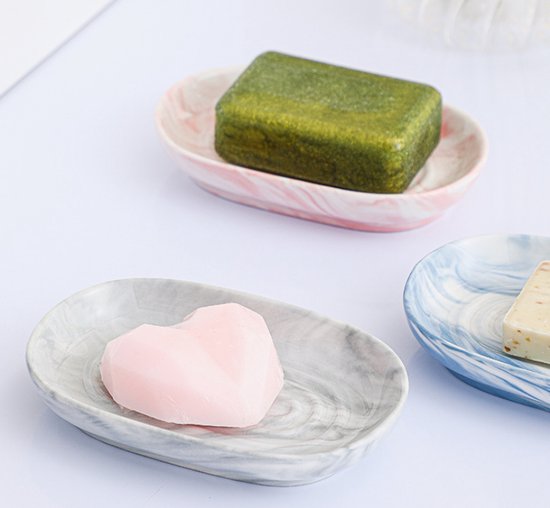 Soap dish - Ceramic soap dish - Non-slip marble soap dish - Bathroom soap holder - Suitable for bathroom, shower, kitchen and travel - Blue — image 4