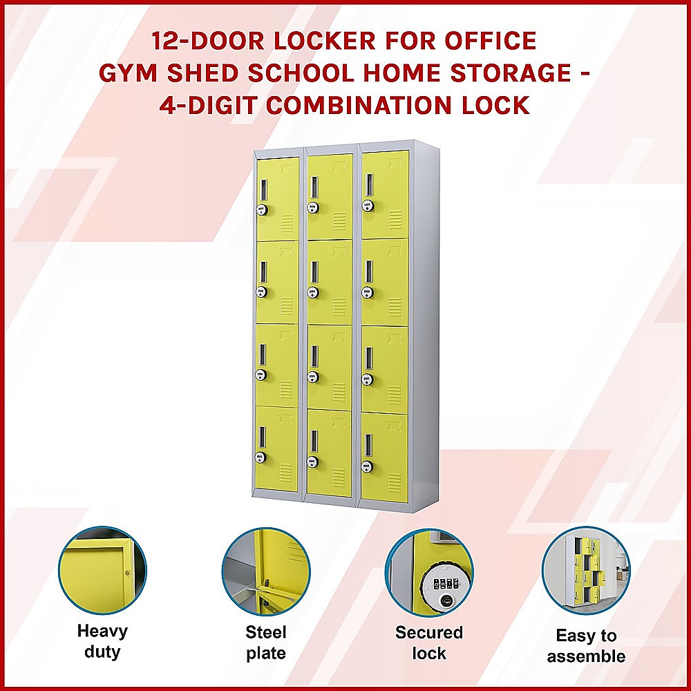12-Door Locker for Office Gym Shed School Home Storage - 4-Digit Combination Lock โ image 3