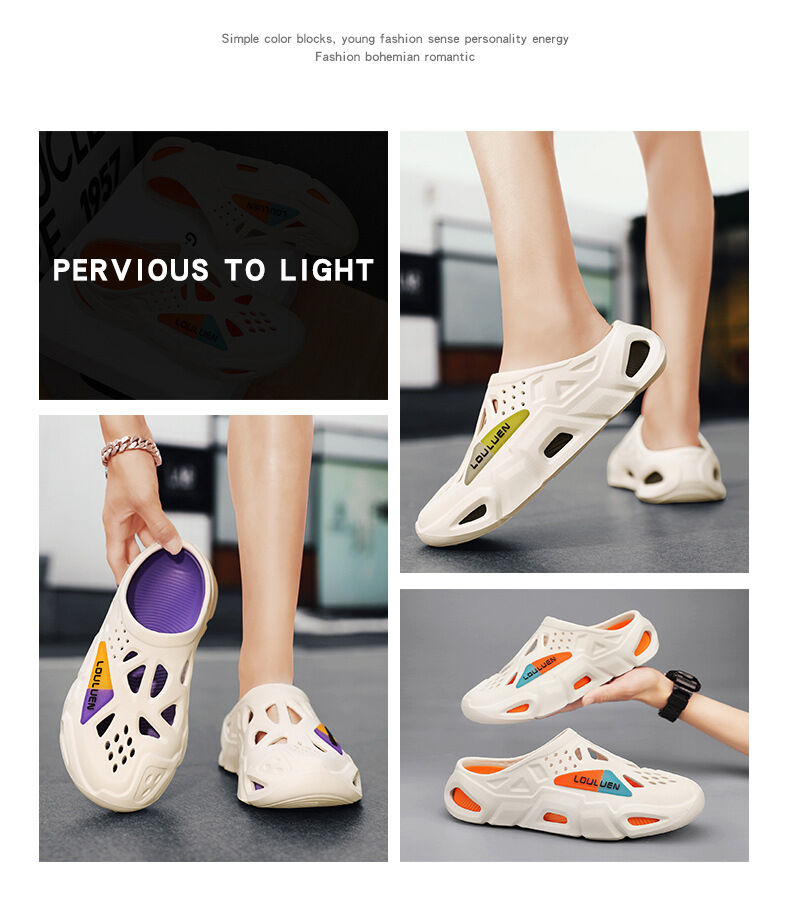 Men's Summer EVA Crocs with 3 Color Options - Breathable, Non-Slip, Comfortable Beach & Casual Sandals(white&purple-38-39) โ image 2