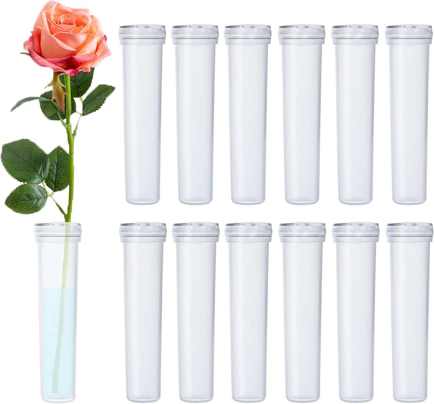 Floral Water Tubes 2.8 Inch Plastic Water Tubes for Floral Flower Vials with Caps for Flower Arrangement Decoration (Clear, 20 Pcs)