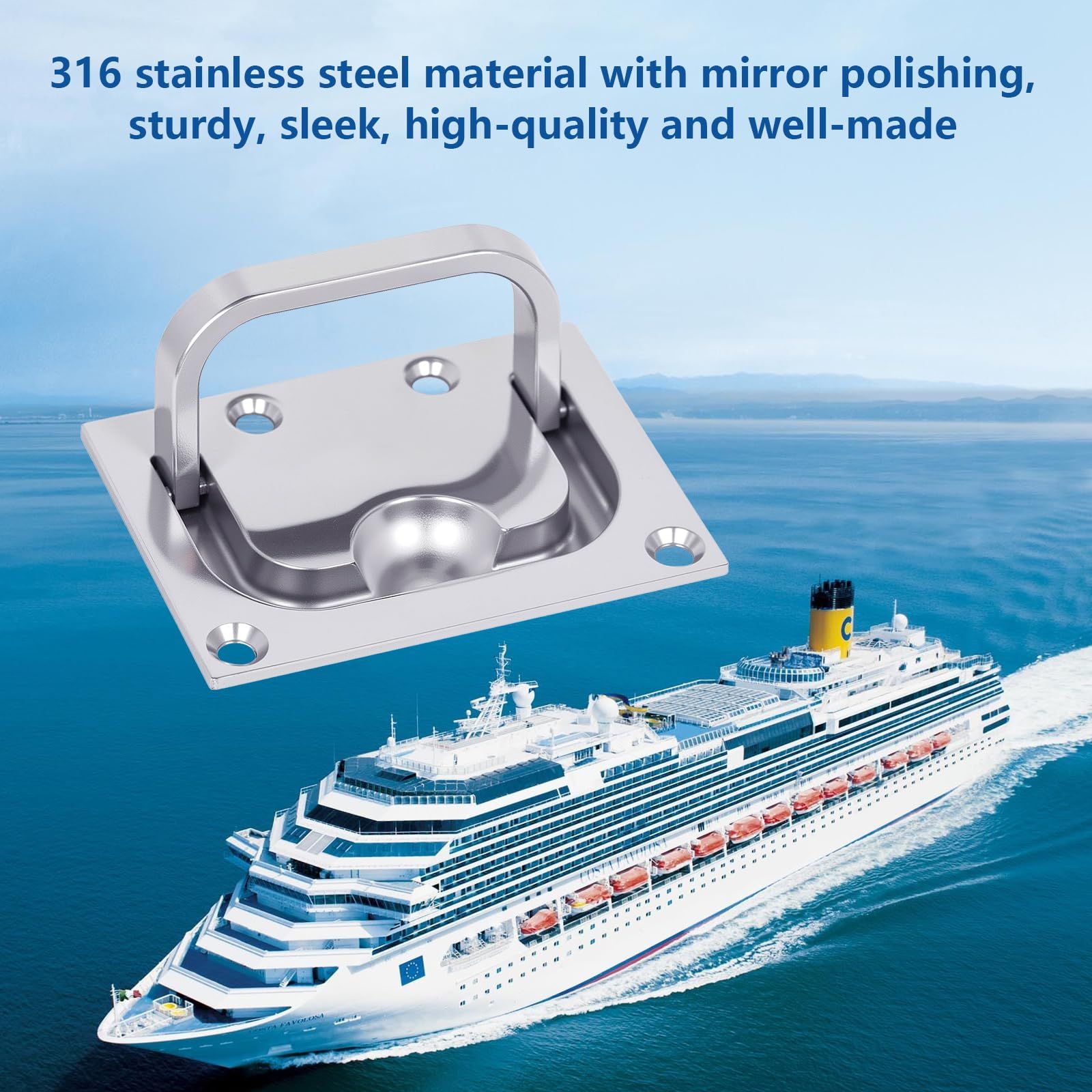 316 Stainless Steel Hatch Pull Flush Lift Boat Ring Hatches Pull Handle with Mount Screws for Boat Deck Hatch Handle and Home Furniture Recessed Handle etc — image 3