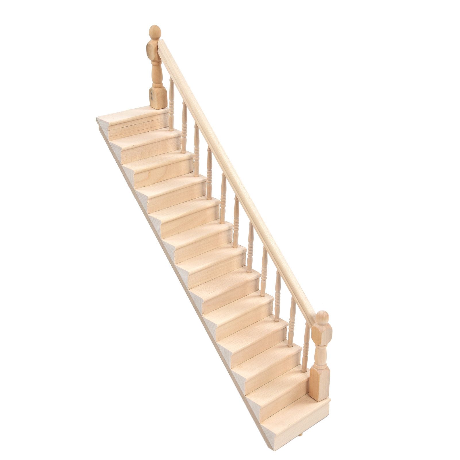 Doll House Stairs Glossy Rounded Corners Birch Material DIY Vivd Cute 1/12 Scale Miniature Staircase for CraftsRight โ image 3