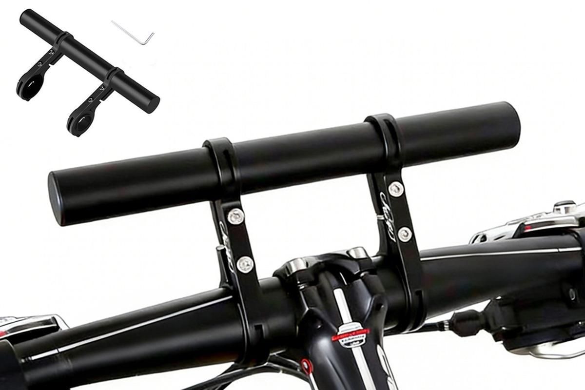 20cm Aluminum Alloy Bicycle Handlebar Extender Mount - Black