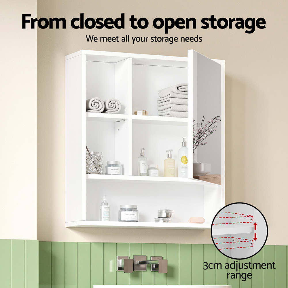 Cefito Bathroom Mirror Cabinet Mirrored Medicine Adjustable Shelf Wall Mounted 560mm White โ image 6
