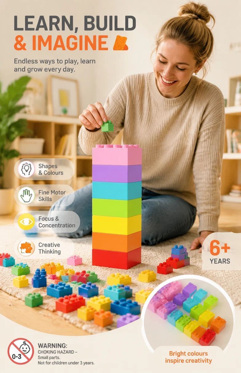 Lovely Mini Building Blocks DIY Puzzle Toy, 500pcs Plain Bag Girls Colours (Separater & Instruction Included) — image 3