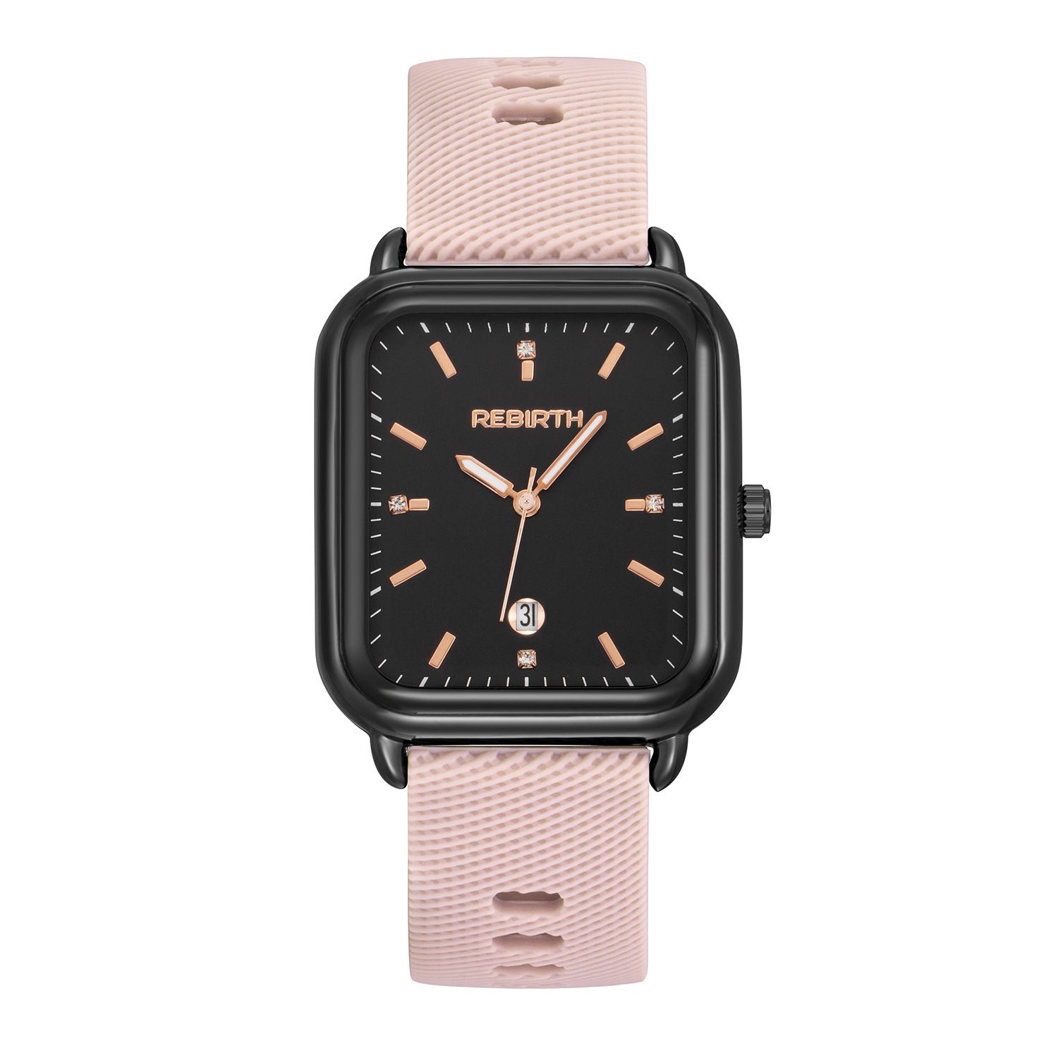 Elegant Retro Preppy Style Women's Quartz Watch - Square Black Dial with Pink Silicone Strap, Zinc Alloy Case, Non-Rechargeable Battery/PINK