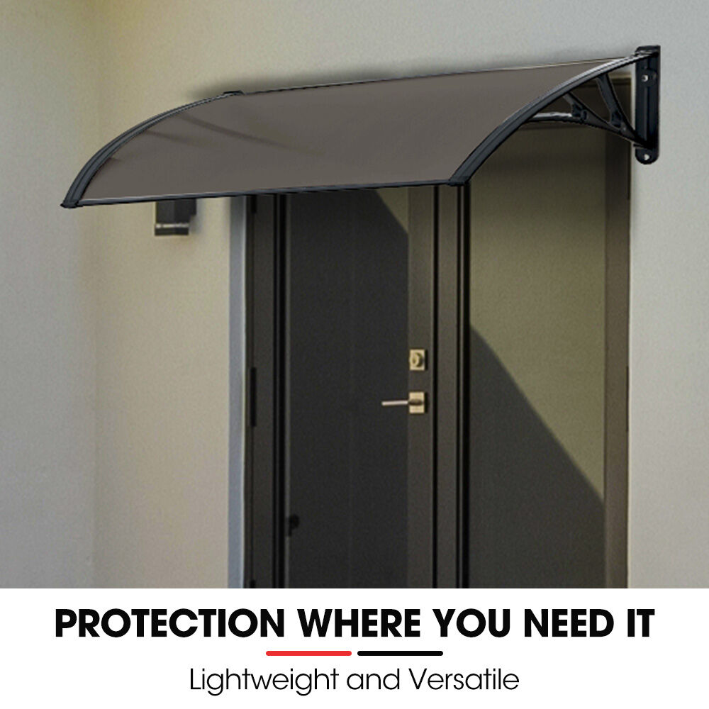 SHADE SHIELD 1 × 1m Aluminium Exterior Awning, Black DIY External UV Rain Protection Grey Tinted Polycarbonate Canopy Cover — image 4