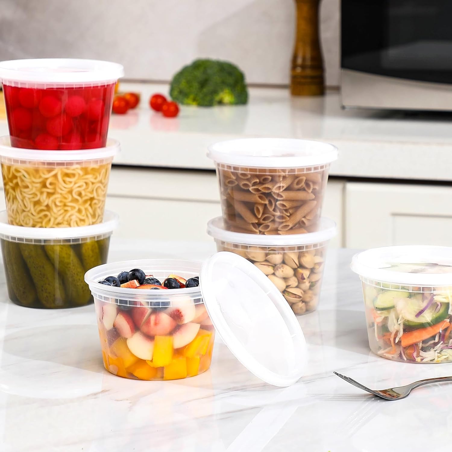 24 Sets 16 oz Plastic Deli Food Containers With Lids, Airtight Food Storage Containers, Freezer/Dishwasher/Microwave Safe, Soup Containers For Takeout Meal โ image 4