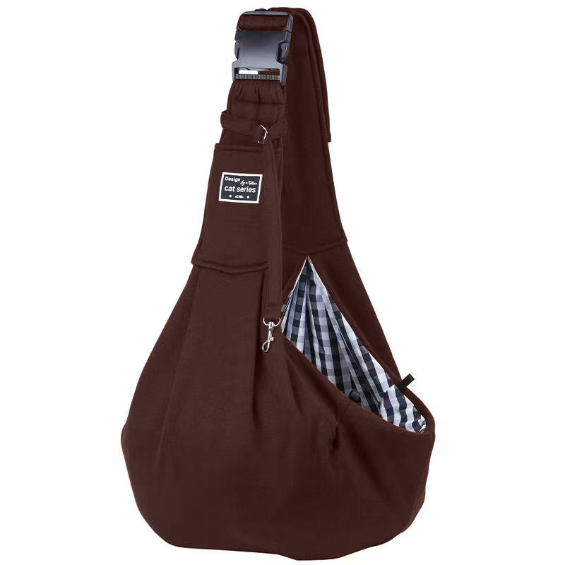 Coffee Lightweight Breathable Pet Crossbody Bag with Adjustable Padded Strap & Reversible Double-Sided Design