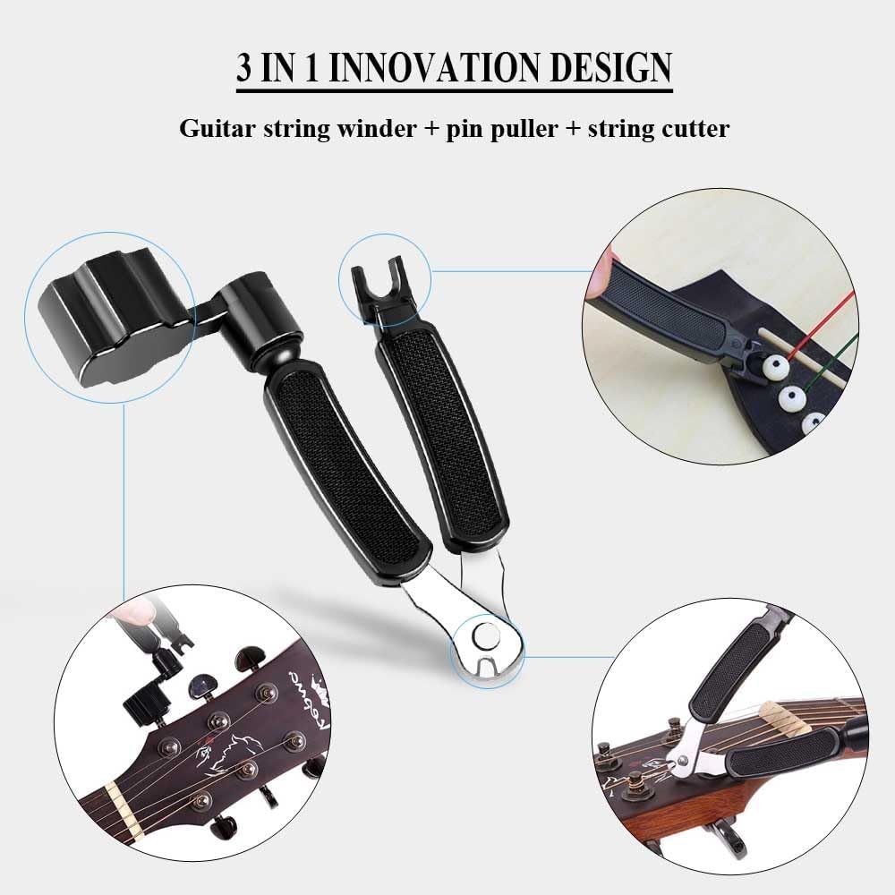 Guitar String Winder Cutter Pin Puller Multifunctional 3 In 1 Guitar Maintenance Tool String Peg Winder String Cutter Pin Puller Instrument Accessories — image 3
