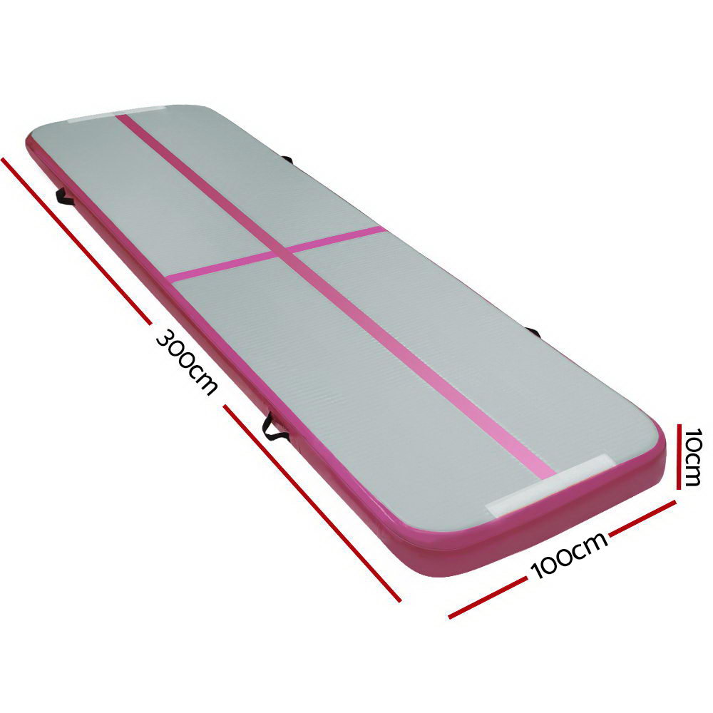 Everfit 3m x 1m Air Track Mat Gymnastic Tumbling Pink and Grey โ image 2