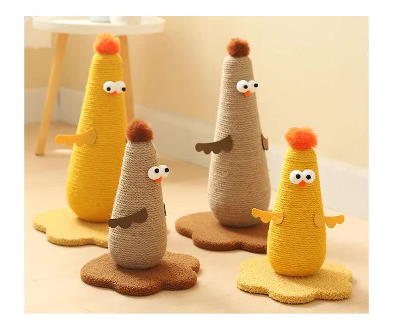 Coffee Adorable Chick Cat Scratching Post - Durable Sisal Rope Scratcher Toy for Cats & Kittens โ image 4
