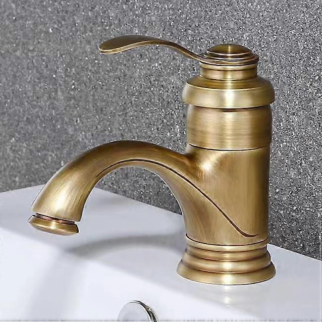 Bathroom Sink Faucet Nostalgia Brushed Brass Bathroom Faucet โ image 5