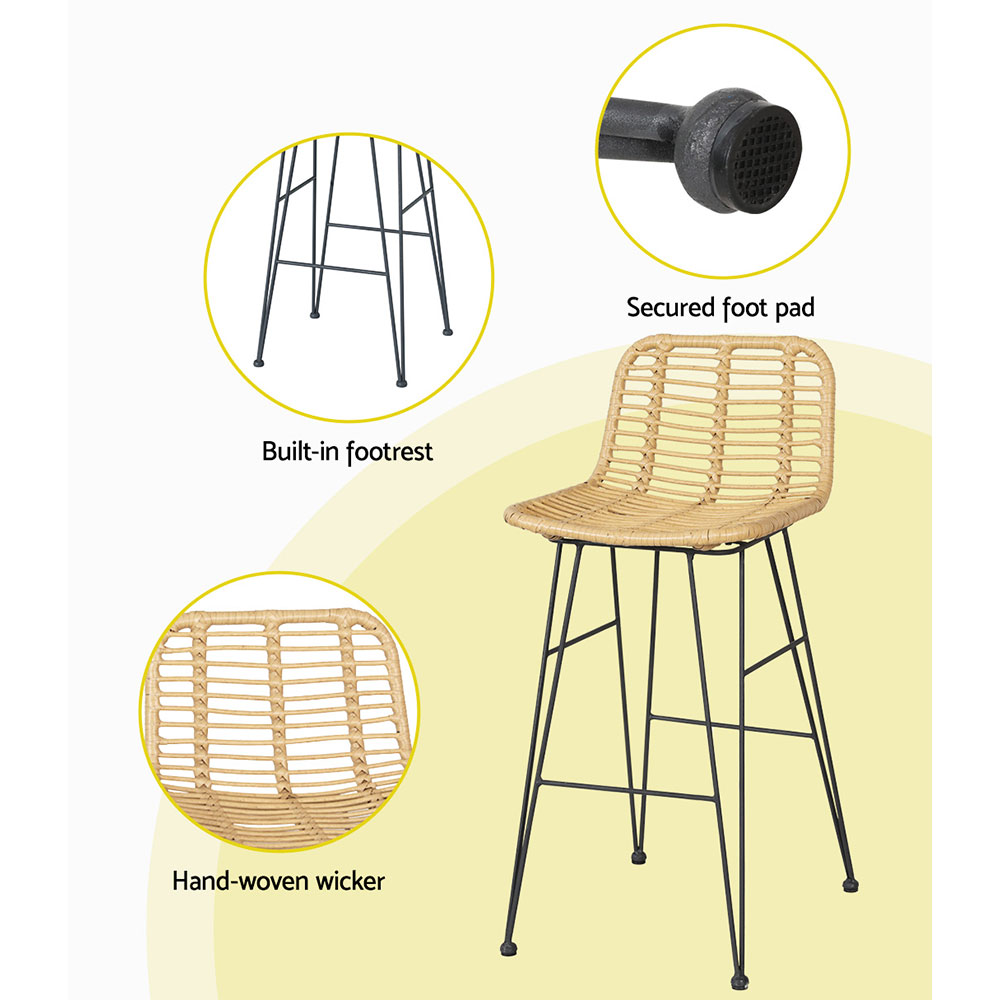 Gardeon 3-Piece Outdoor Bar Set Wicker Table Chairs Patio Bistro โ image 5