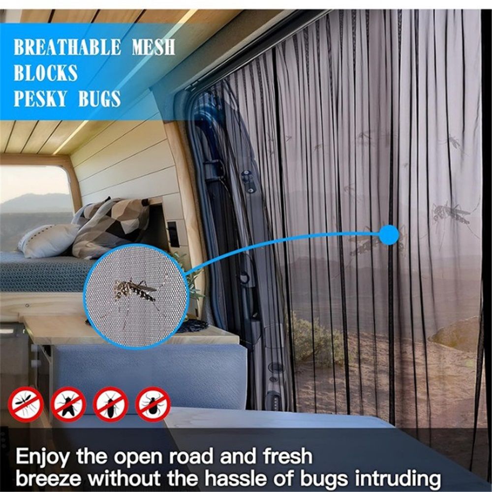 Van Bug Screen Magnetic Sliding Door Van Screen Mesh Curtains Easy to Install and Remove, Universal Fly Screen, 59"(H) x 43"(W) โ image 3
