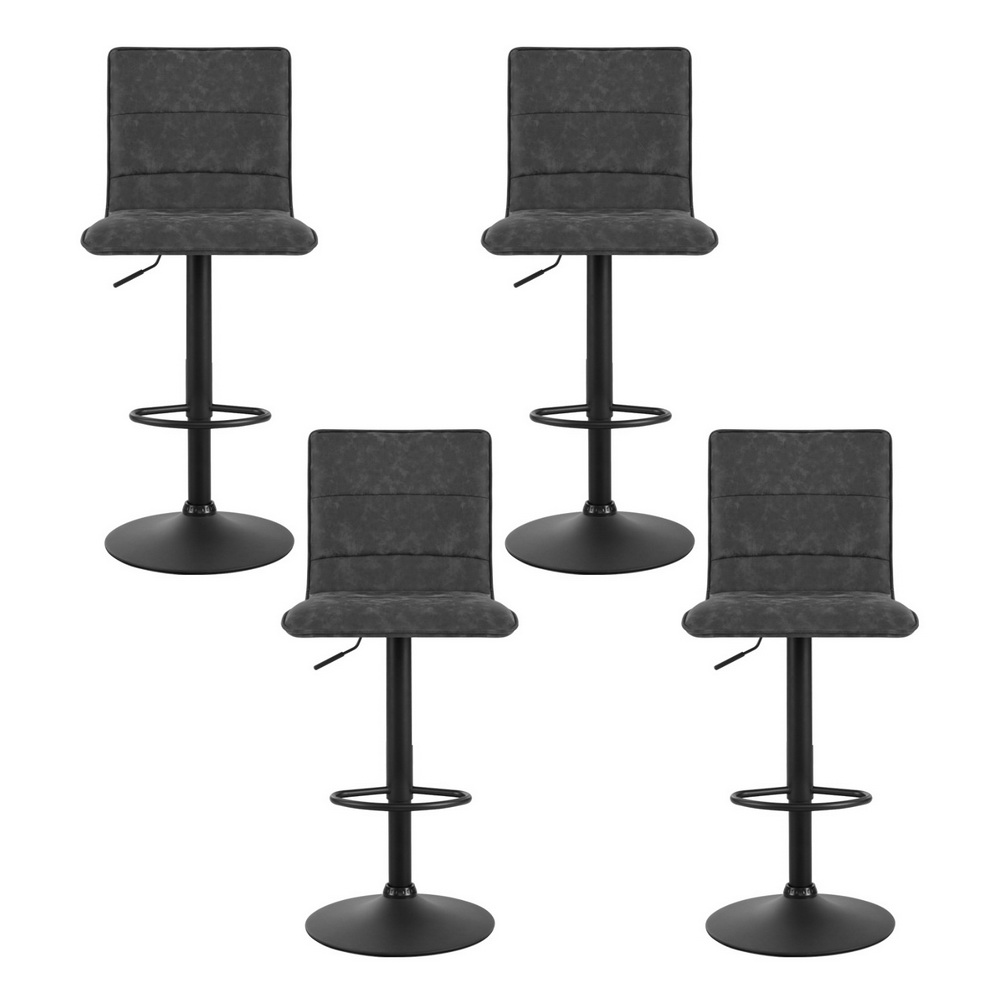 Artiss 4x Bar Stools Gas Lift Vintage Leather Grey — image 3