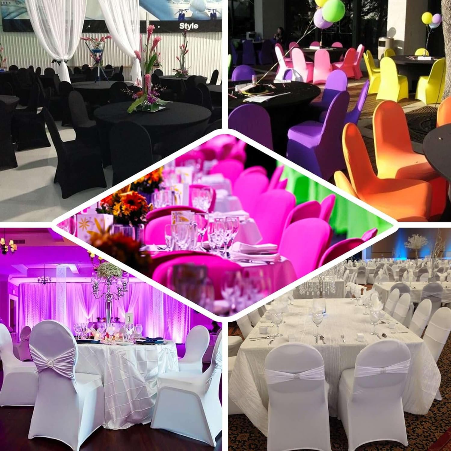 Efavormart 10 PCS Spandex Stretch Gold Chair Covers Universal Banquet Chair Covers for Party Dining with Foot Pockets Washable Wedding Chair Slip Covers for — image 5