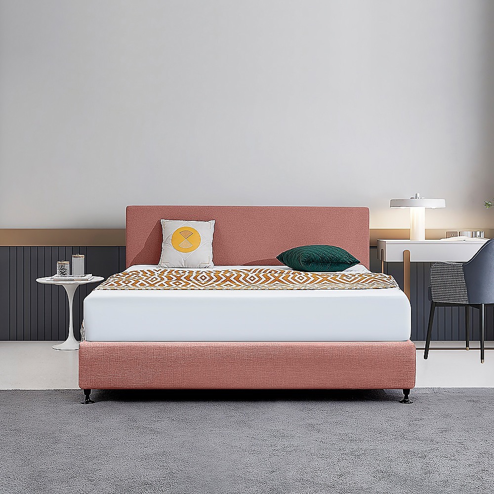 Linen Fabric King Bed Deluxe Headboard Bedhead - Pearl Copper Brown — image 2