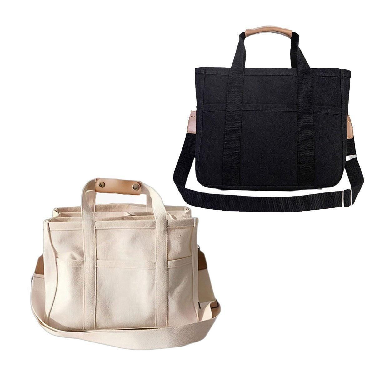 Stylish Multifunctional Mummy Bag Canvas Shoulder Crossbody Handheld Tote Bag - Beige — image 3