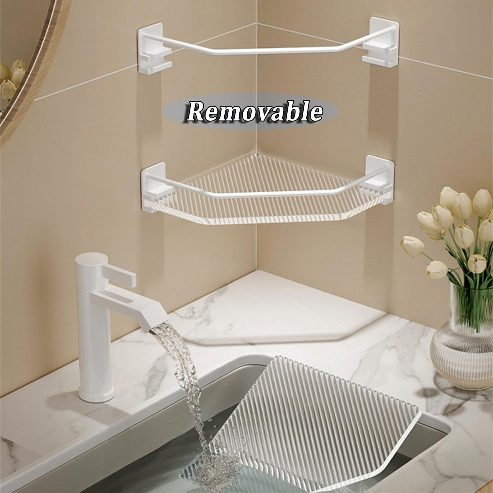 Corner Shower Caddy,Self Adhesive Bathroom Shower Shelves,No Drilling Wall Mount Bathroom Shelf Shampoo Holder Storage Rack Rust — image 3