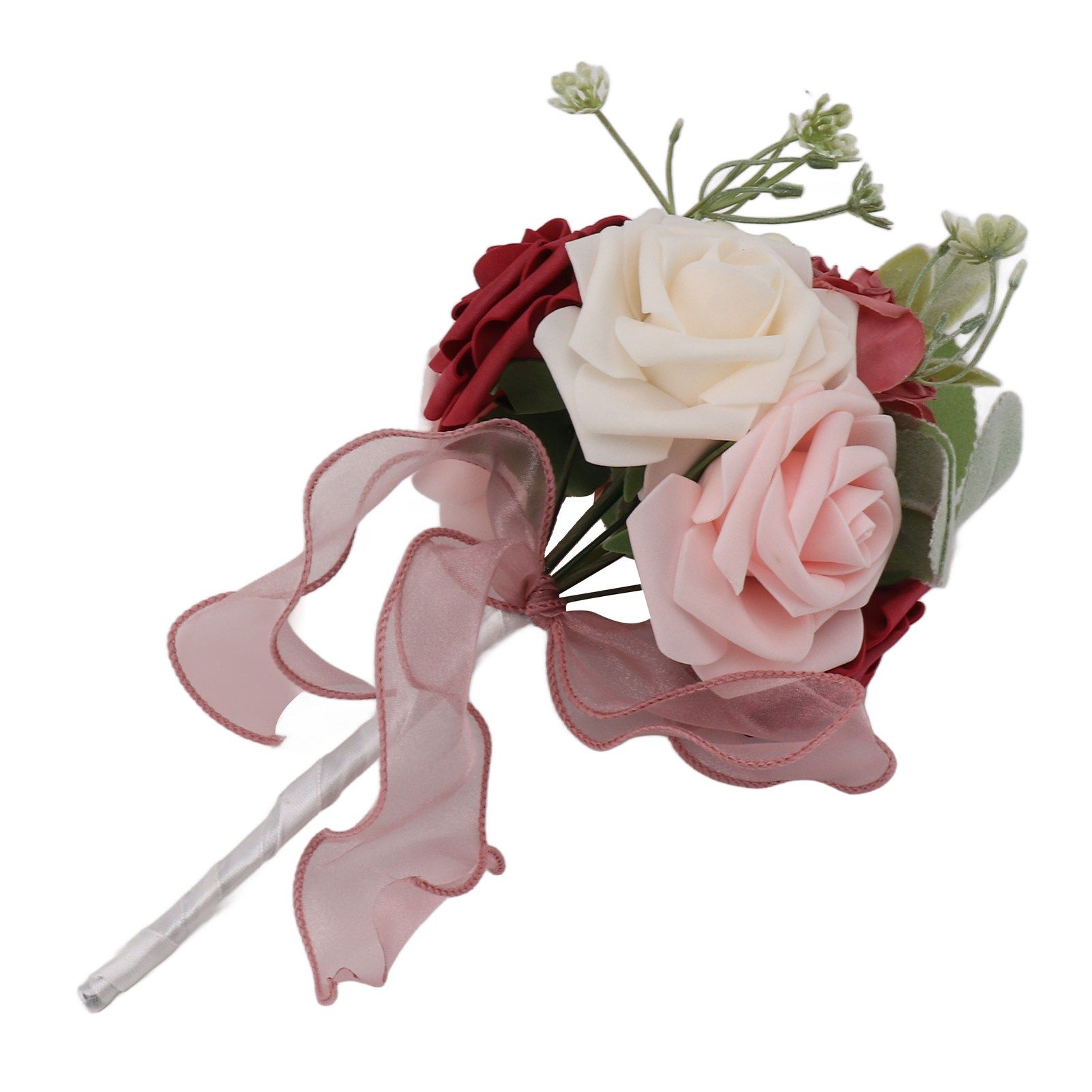Romantic Rose Bridal Wedding Bouquet Artificial Silk Flowers Fake Flowers Bridesmaid Bouquet Home Party Decoration Rose Red โ image 5