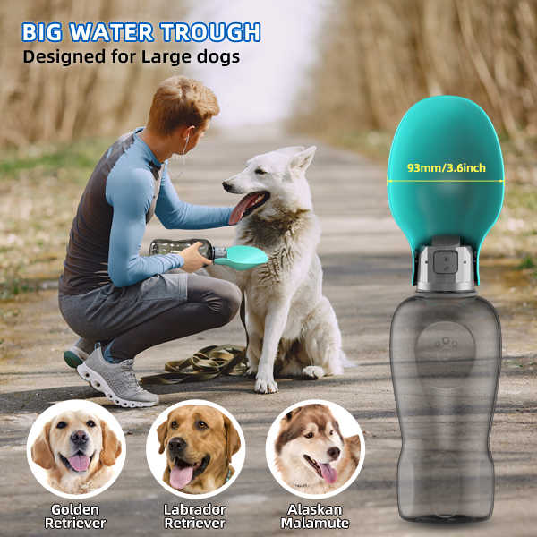 Pink And Grey Portable Foldable Pet Water Bottle with 800ml Capacity - Leakproof Travel Hydration Dispenser for Dogs and Cats โ image 2