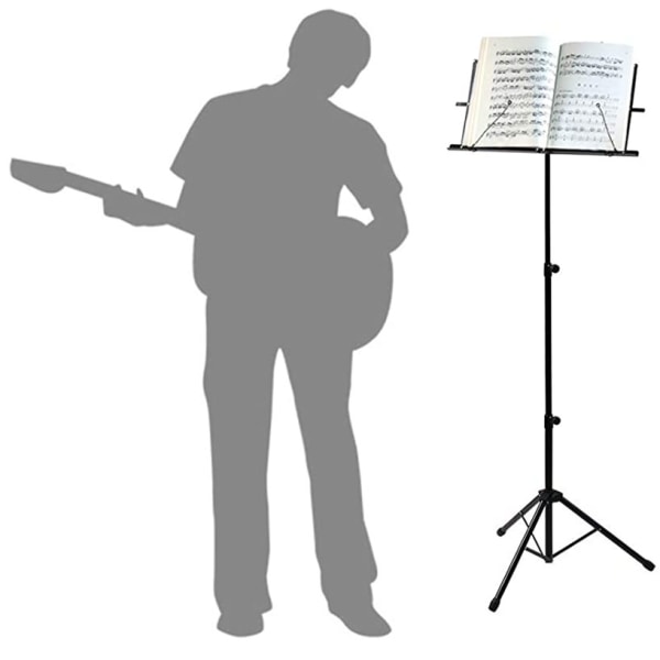 Adjustable Music Stand Portable Foldable Metal Stand with Carrying Bag Lightweight for Travel Storage Black — image 2
