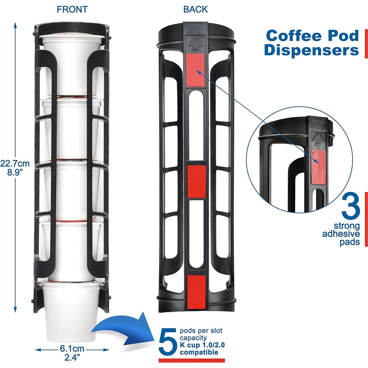 2pcs Coffee Pod Holder Side Mount for K Cup Pods Dispenser for Single- Coffee Makers Black โ image 2