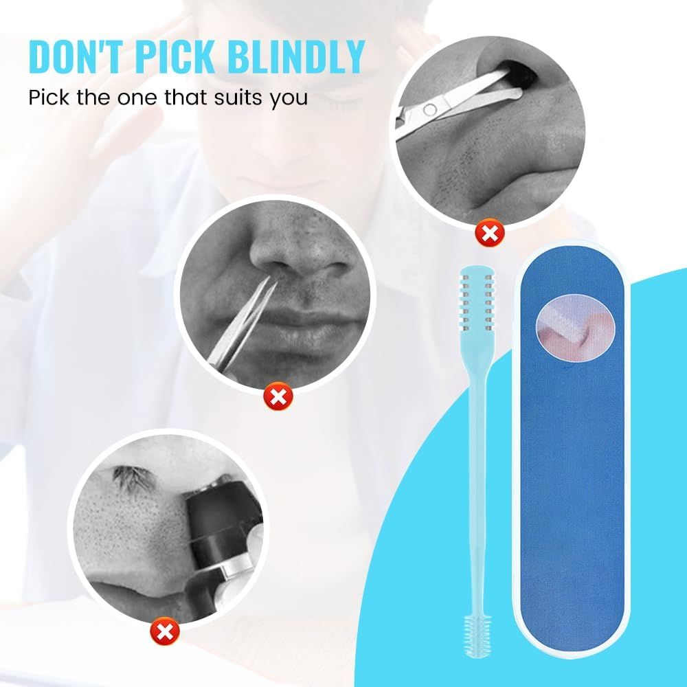 Nasal Hair Cutter, 2024 New Double Sided Nose Hair Knife Manual Nose Trimmer, 360 Rotating Nasal Razor Cutter with Ear Picker for Women and Men (Pink 3Pcs) — image 2